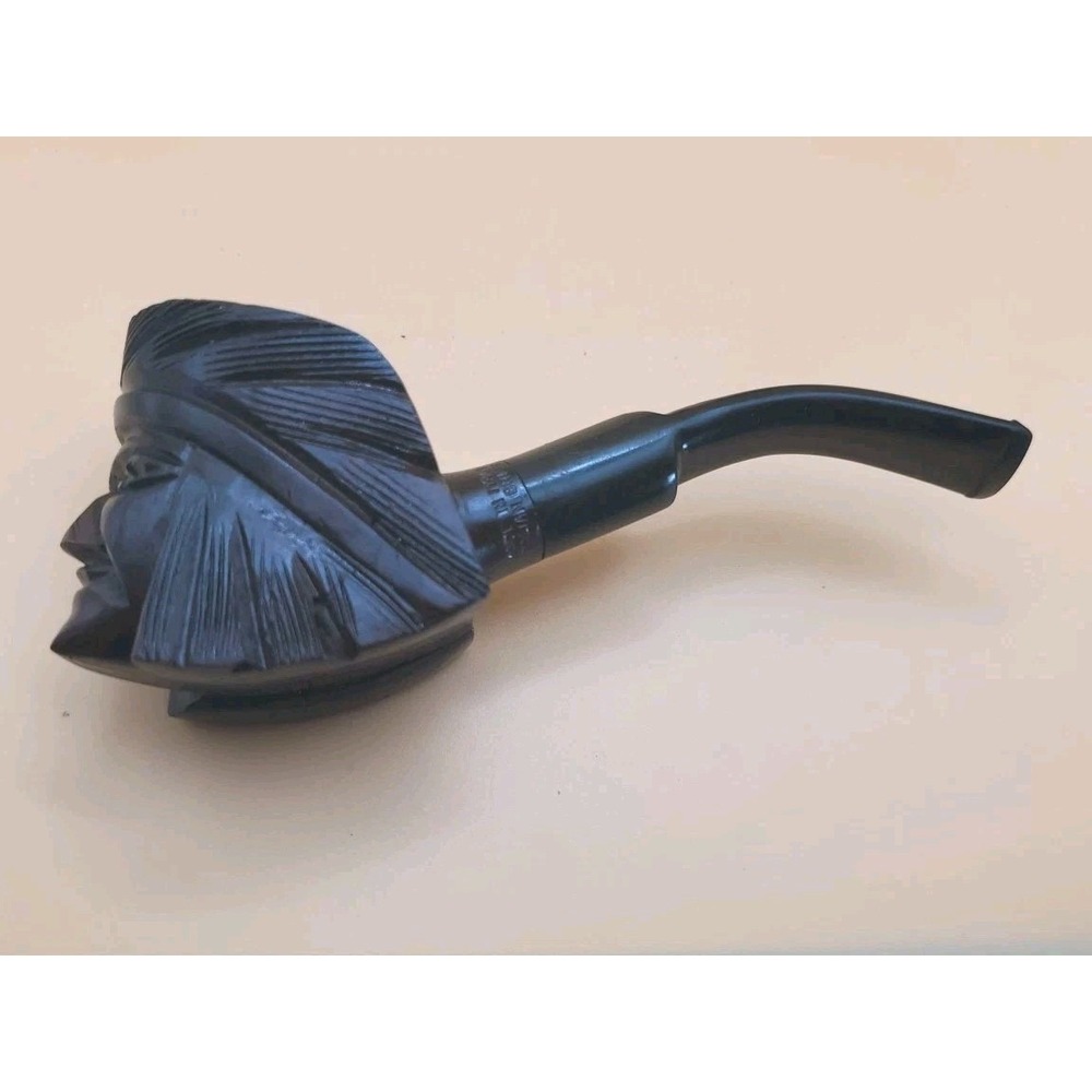 Vintage Hand Carved Indian Head Face Figural Pipe Collectors Smoking Pipe - Picture 2 of 11
